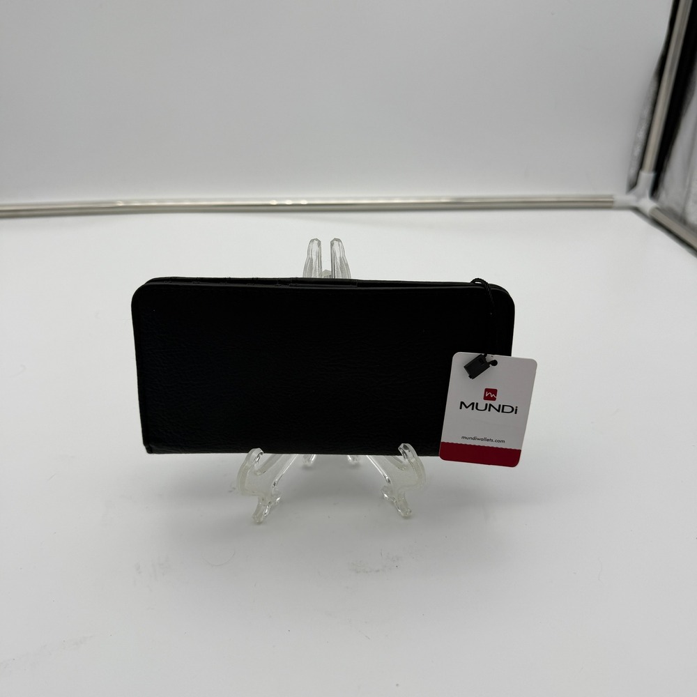 Mundi Slim Wallet Safe Keeper RFID Blocking Black Faux Leather Bifold NWT